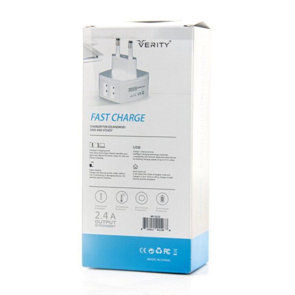 شارژر دیواری وریتی مدل AP2112 به همراه کابل تبدیل microUSB - Image 2