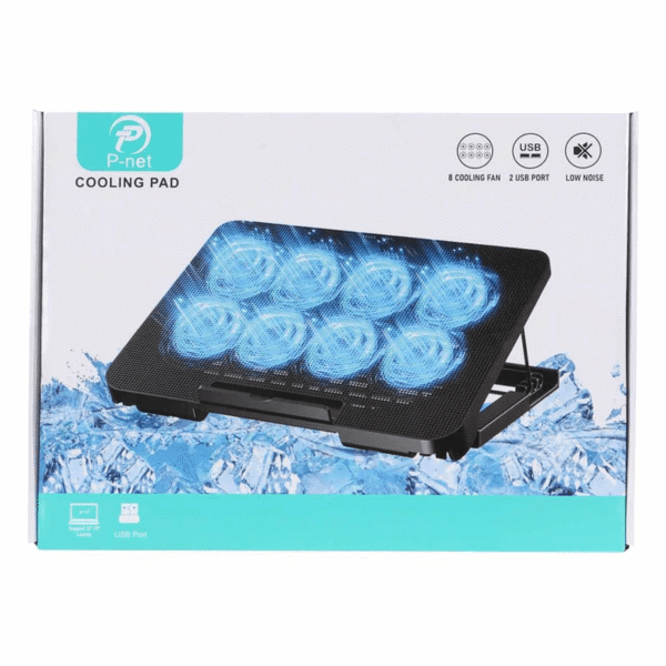 خنک‌کننده لپ تاپ (کول پد) پی‌نت مدل P-Net P800 با فن قدرتمند و نورپردازی LED - Image 2