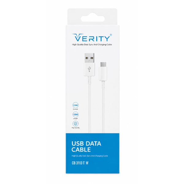 کابل شارژ تایپ سی Verity مدل CB 3151 T-W